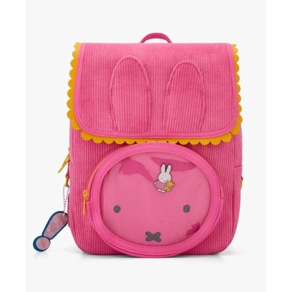 NWT Whatever! Makes You Happy Miffy‎ Corduroy Pin Collector Pink Backpack